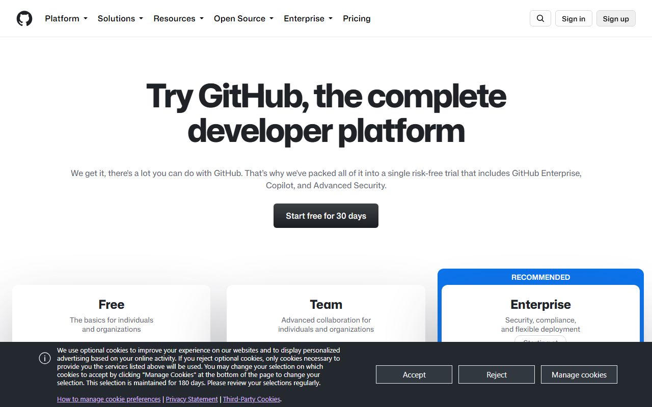 GitHub Copilot's pricing page as captured on October 14, 2026. Prices and tier contents change; the live page is the source of truth.
