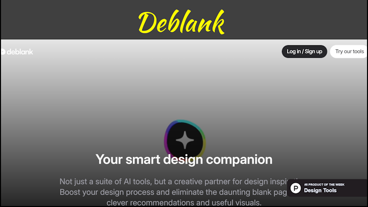 A screenshot of the Deblank homepage.