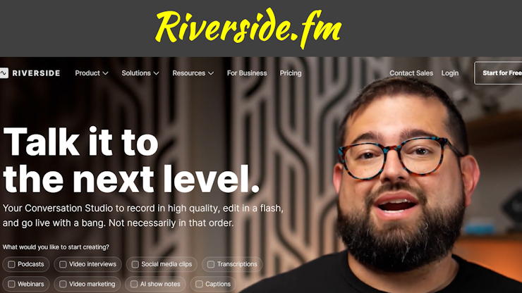 A screenshot of the Riverside.fm homepage.