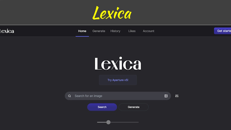 A screenshot of the homepage of Lexica.